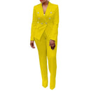 Double Breasted Yellow Blazer & Pant Suit