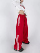 Striped Y2K Wide-Leg Cargo Pants