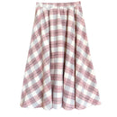 High-Waist Vintage Plaid Wool Skirt