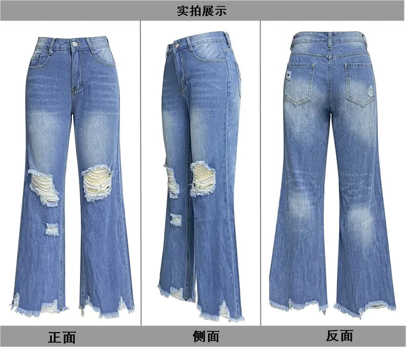 High Waist Ripped Mom Jeans – Y2K Style