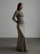 Satin Fishtail Maxi Skirt – Casual Elegance