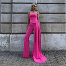 Rose Red Chest-Wrap Top & Pant Set