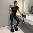 Sporty Crop Top & Silky Leggings Set