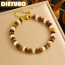 316L Stainless Steel Bracelet – White Jade & Tiger Eye Stone Jewelry