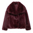 TRAF Plush Colorblock Faux Fur Jacket