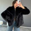 TRAF Plush Colorblock Faux Fur Jacket