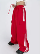 Striped Y2K Wide-Leg Cargo Pants