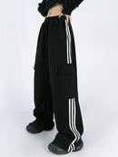 Striped Y2K Wide-Leg Cargo Pants