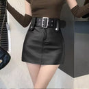 PU Leather High Waist A-Line Mini Skirt
