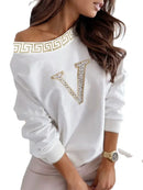 Casual Women Top | Rhinestone Women Top | White Print Top| Evoque Wear