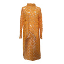 Asymmetrical Lace Blouse – Long Sleeve Guipure Top with Stand Collar