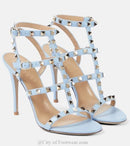 Rockstud Caged Leather Sandals – Colorful High Heel Stilettos