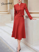 Elegant A-Line Skirt & Blazer Suit Set