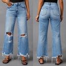 High Waist Ripped Mom Jeans – Y2K Style