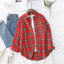 Casual Loose Fit Plaid Flannel Shirt – College Style