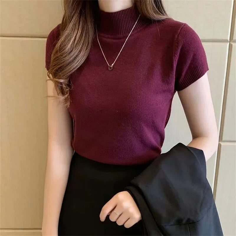 Summer Knit Turtleneck Blouse