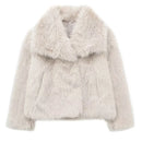 TRAF Plush Colorblock Faux Fur Jacket