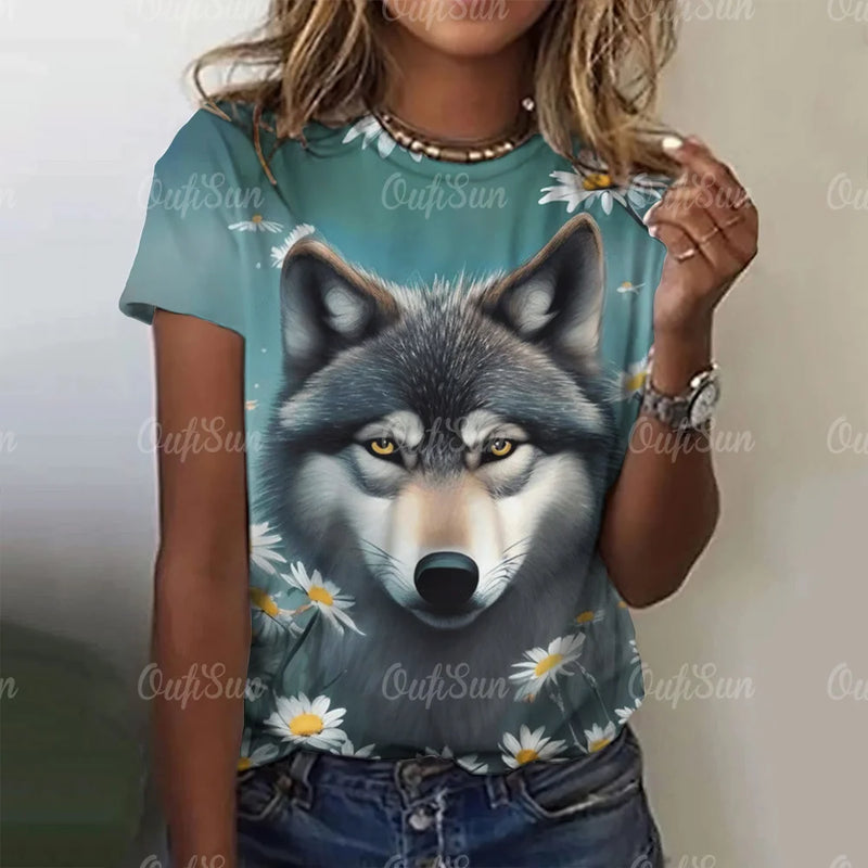 Gothic Wolf Oversized Graphic Tee