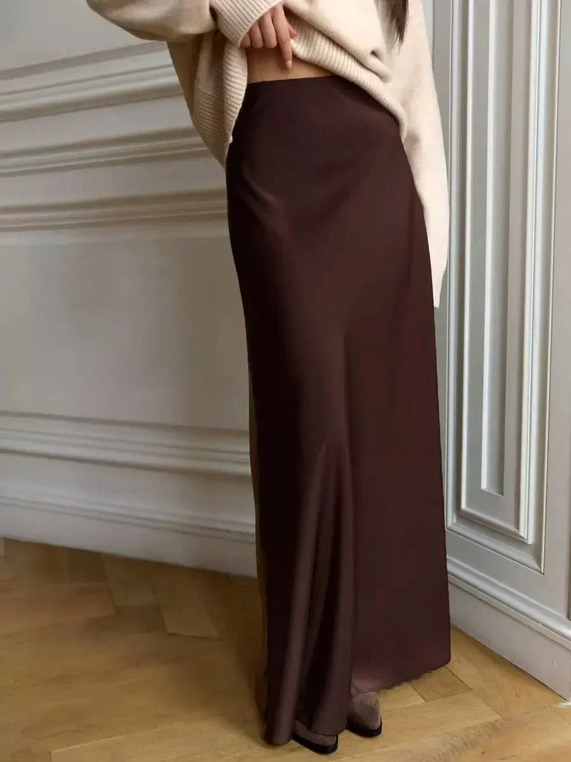 Satin Fishtail Maxi Skirt – Casual Elegance