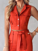 Sleeveless V-Neck Vest & Trouser Set