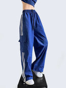 Striped Y2K Wide-Leg Cargo Pants