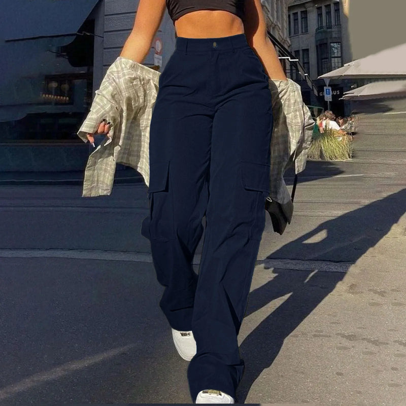 High-Waist Twill Streetwear Chinos