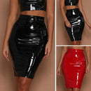 High Waist Faux Leather Pencil Skirt – Knee Length