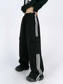 Striped Y2K Wide-Leg Cargo Pants