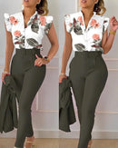 Ruffle Sleeve Blouse & Pant Set
