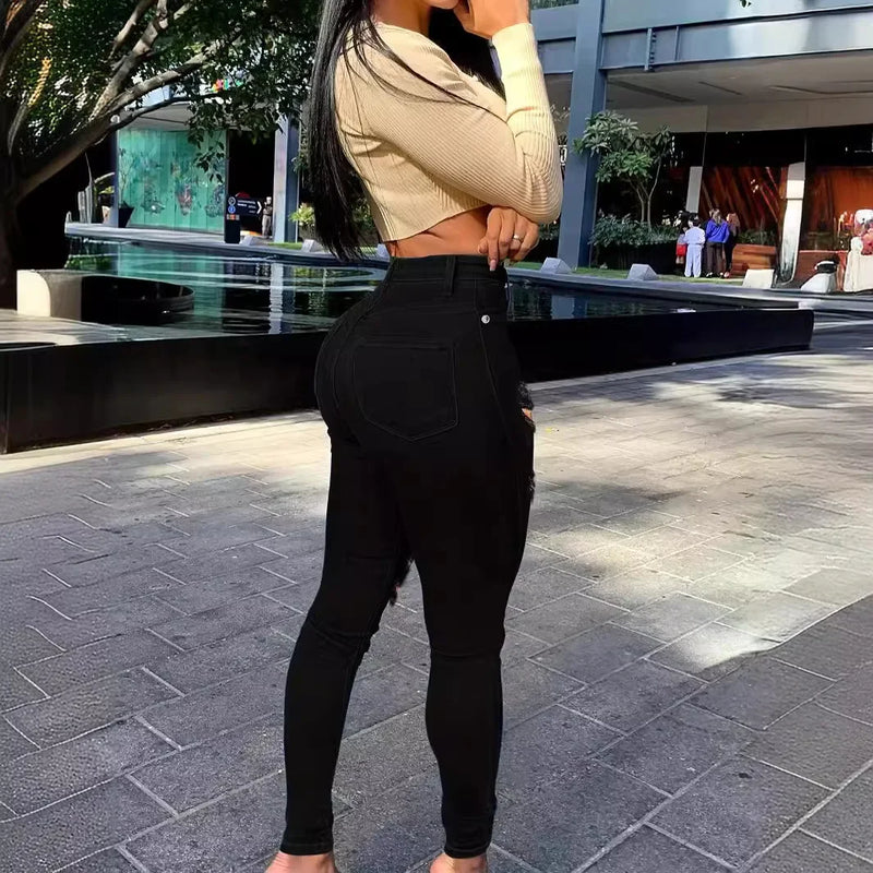 Slim Fit Black Ripped Denim Jeans