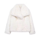 TRAF Plush Colorblock Faux Fur Jacket