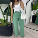 Square Neck Backless Vest & Wide-Leg Set