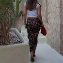 Sheer Leopard Print Slim Fit Maxi Skirt