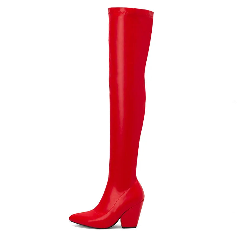 Over-the-Knee Elastic Thigh High Wedge Boots – Party Style