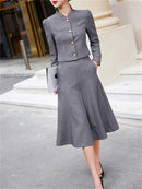 Elegant A-Line Skirt & Blazer Suit Set