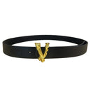 Classic Black Leather Belt – Designer Buckle for Jeans & Casual Wear