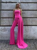 Rose Red Chest-Wrap Top & Pant Set