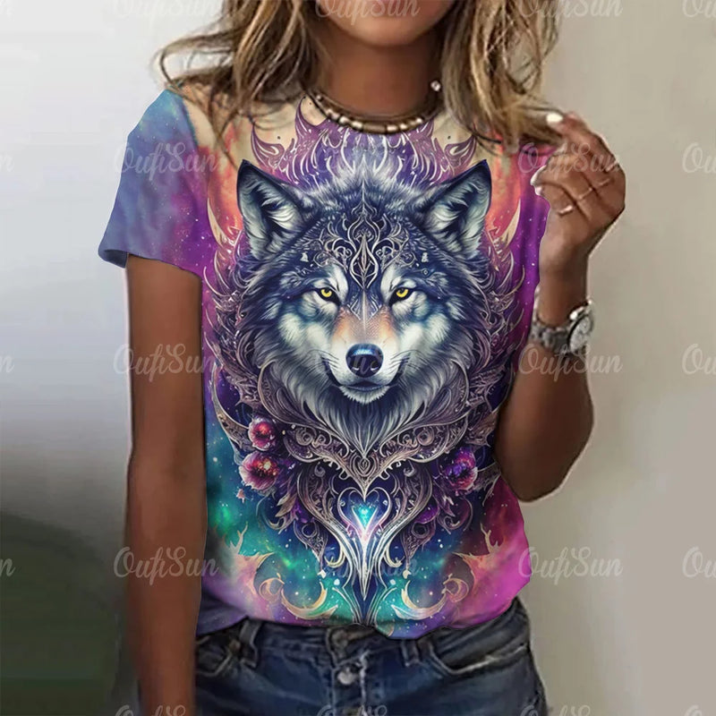 Gothic Wolf Oversized Graphic Tee