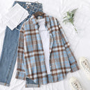 Casual Loose Fit Plaid Flannel Shirt – College Style