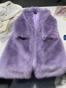 Colorblock Luxe Furry Maxi Coat