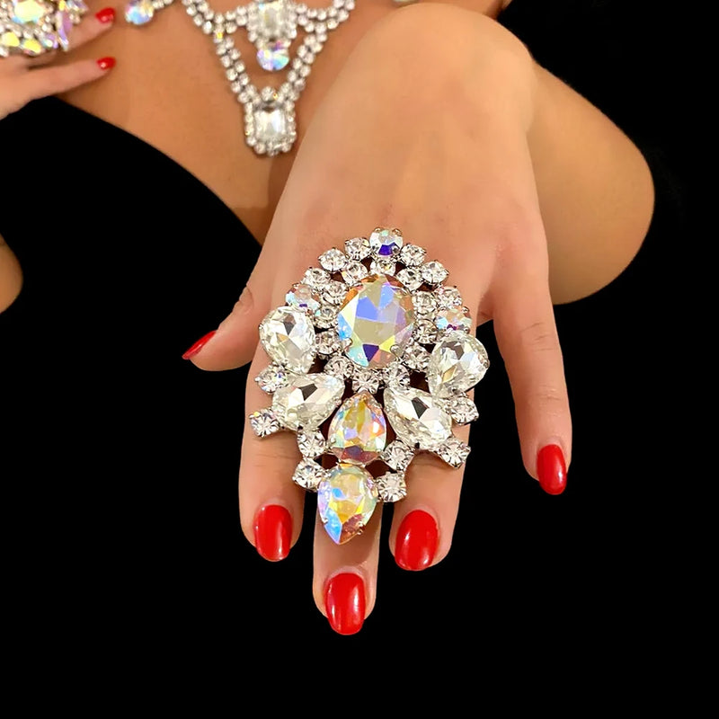 Oversized Rhinestone Statement Ring – Drag Queen & Party Jewelry
