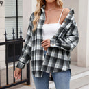 Plaid Cotton-Linen Shirt – Casual Long Sleeve Blouse with Lapel Collar