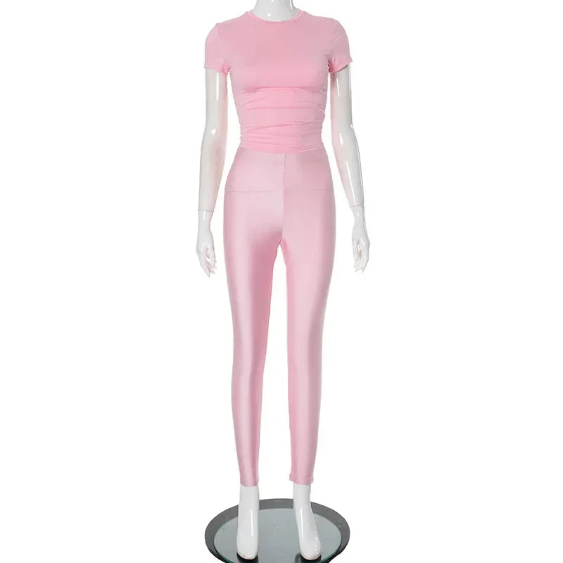 Sporty Crop Top & Silky Leggings Set
