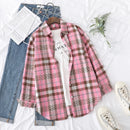 Casual Loose Fit Plaid Flannel Shirt – College Style