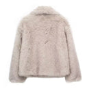 TRAF Plush Colorblock Faux Fur Jacket