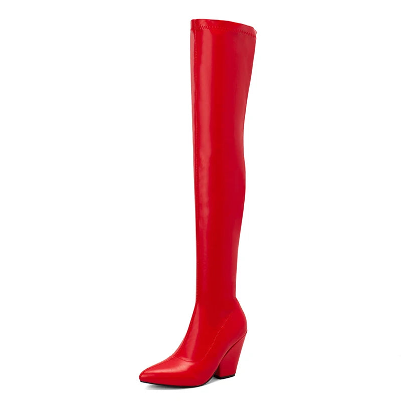 Over-the-Knee Elastic Thigh High Wedge Boots – Party Style