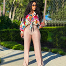 Imitation Silk Printed Lantern Sleeve Blouse – Loose Casual Women’s Top