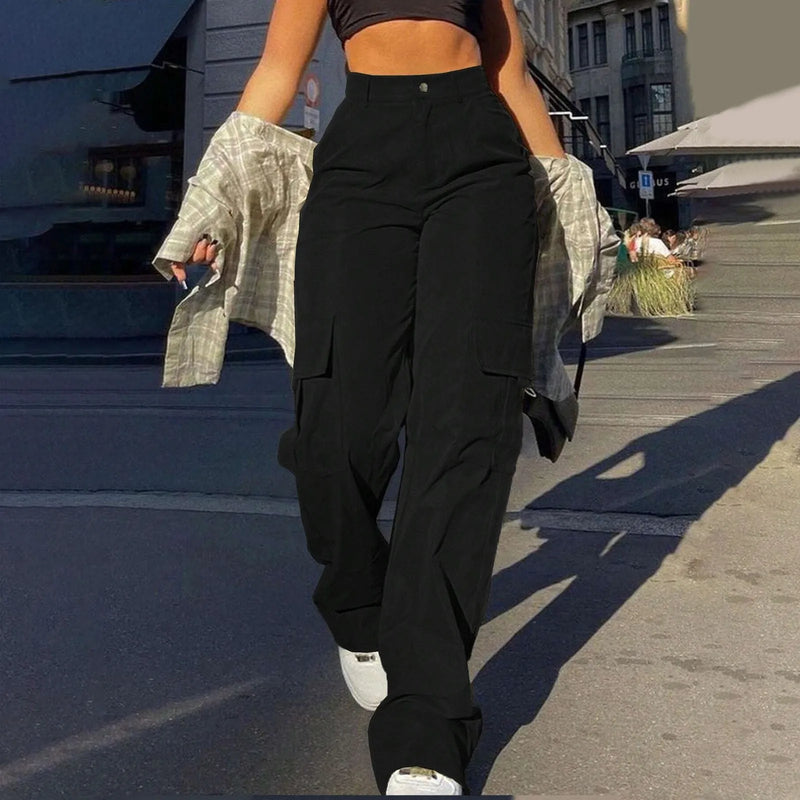 High-Waist Twill Streetwear Chinos