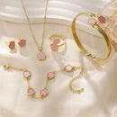 5-Piece Enamel Plum Blossom Jewelry Set – Necklace, Earrings & Bracelet