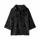 Women’s Summer Tie-Dye Lapel Shirt – Loose Fit Retro Casual Long Sleeve